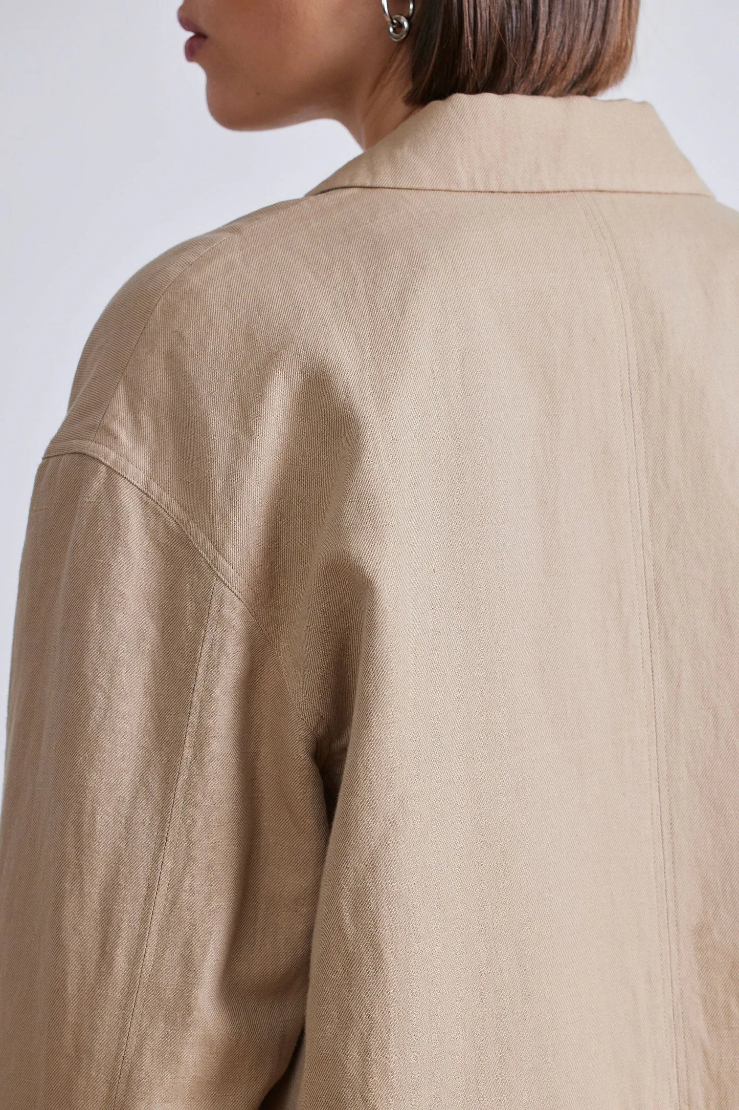 AA Oversized Linen-Cotton Blazer in Desert