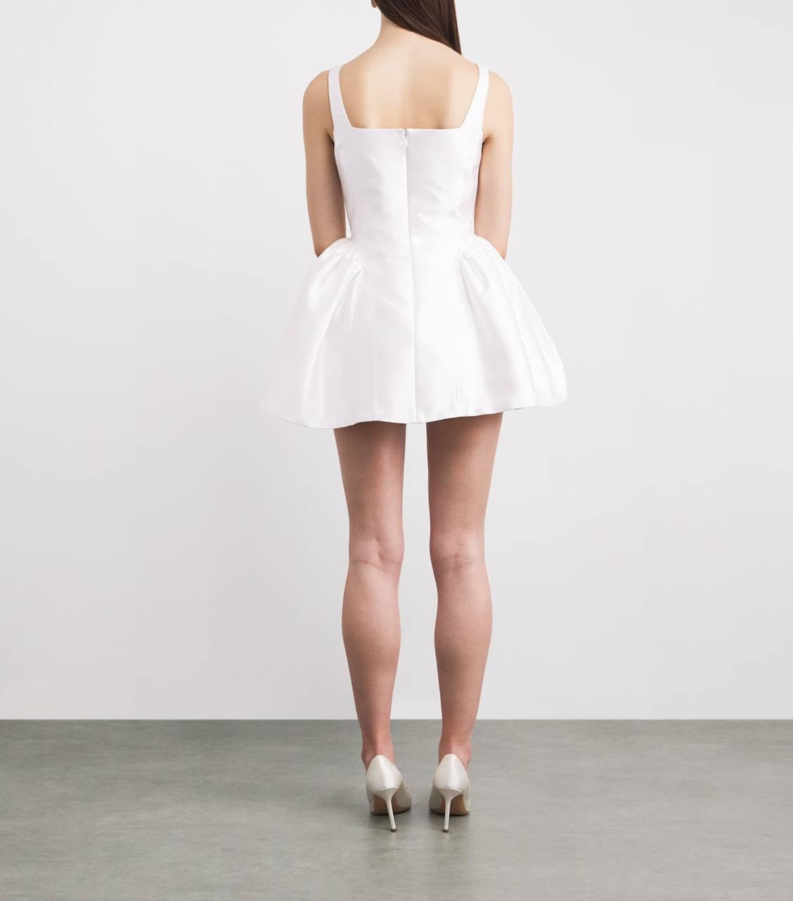 SP White Taffeta Bustier Flared Mini Dress