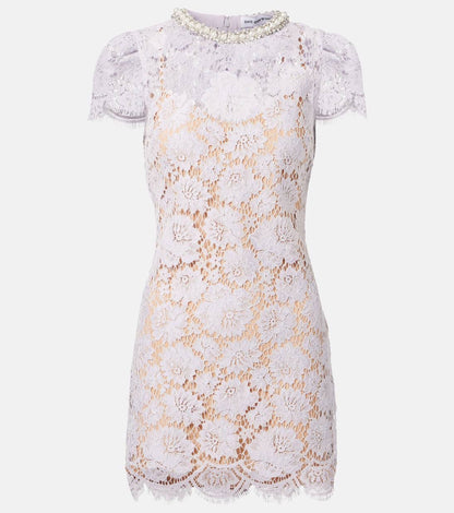 SP Lilac Lace Shift Short Sleeve Mini Dress
