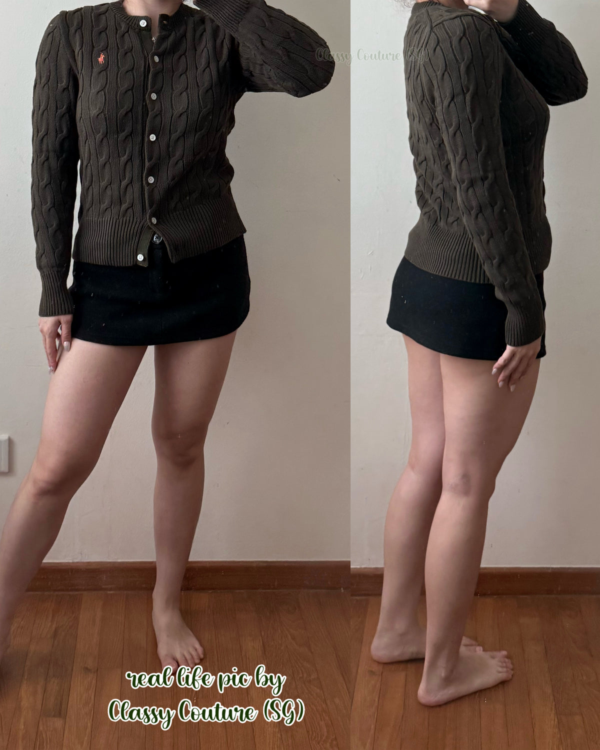 7 Colors! Cotton Cable Knit Crewneck Cardigan