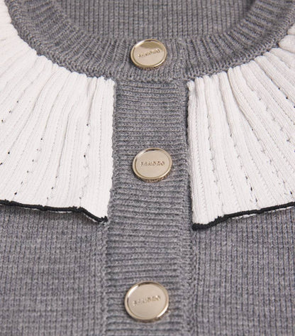 SD Roman Wool-Blend Ruffle Collar Cardigan