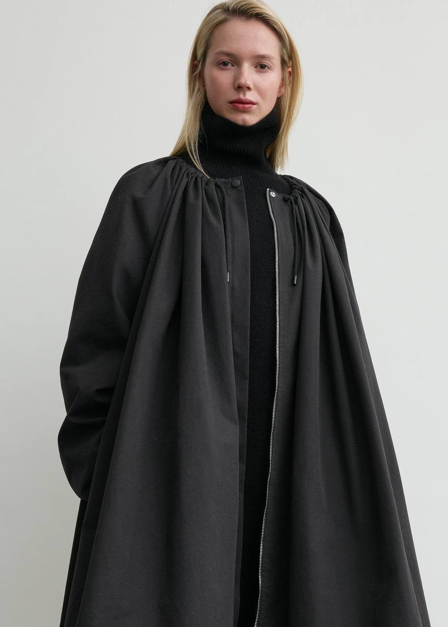 TOT Gathered Parachute Cotton Blend Trench Coat