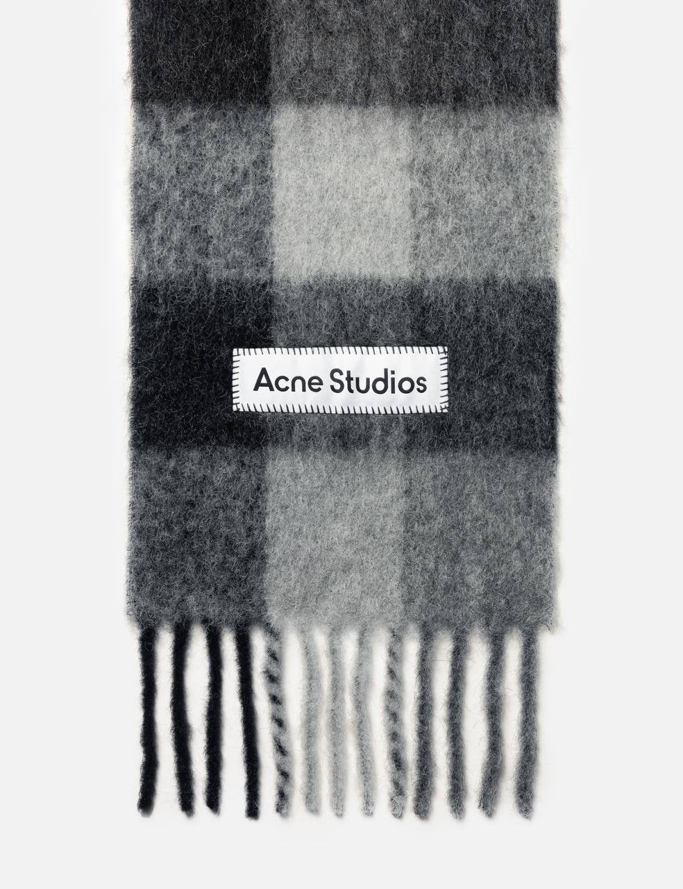 4 Colors! AC Checked Alpaca-Wool-Mohair blend Fringed Scarf