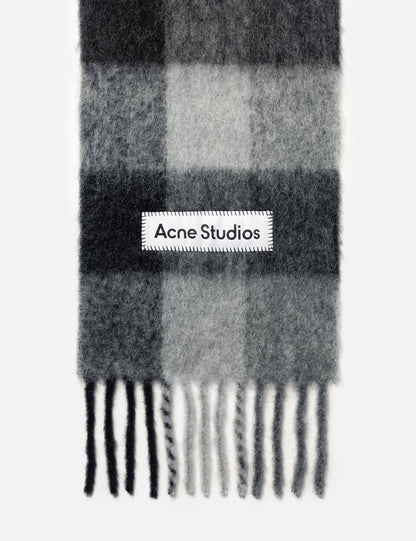 4 Colors! AC Checked Alpaca-Wool-Mohair blend Fringed Scarf