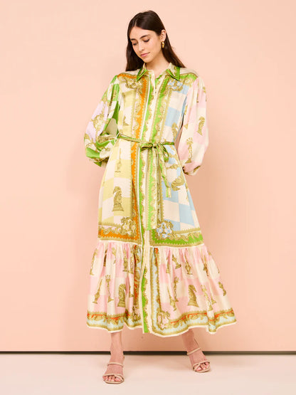 ALM Checkmate Silk Shirtdress Midi Dress