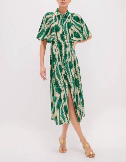UJ Silhouette Silk Crepe Midi Dress in Acacia