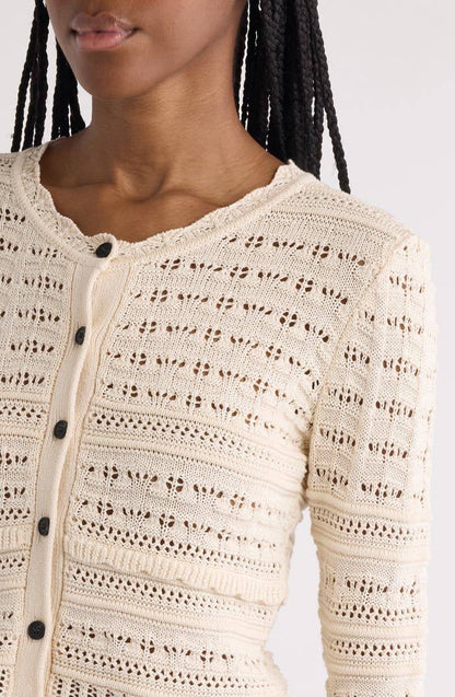 IM Ajaline Mixed Pointelle Cotton Cardigan
