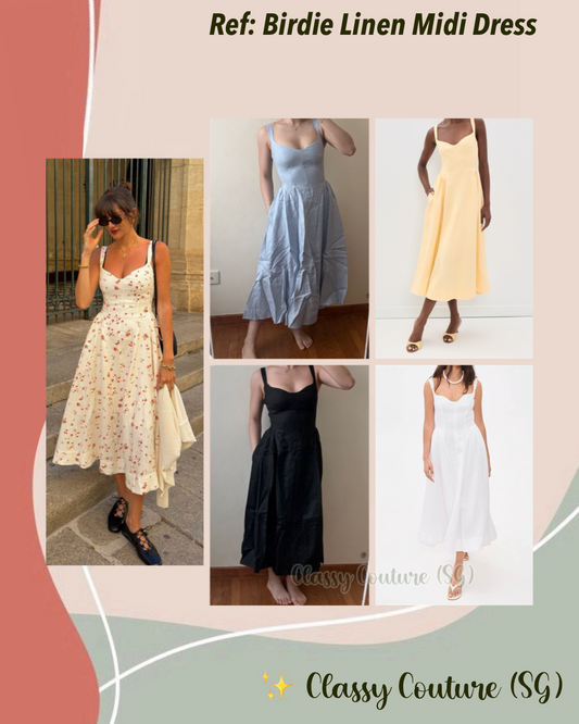 5 Colors! Ref Birdie Linen Midi Dress