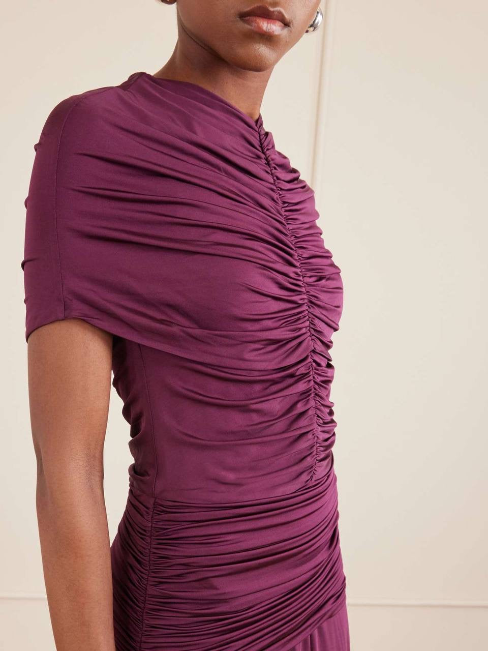 SP Burgundy Jersey Gathered Maxi Dress
