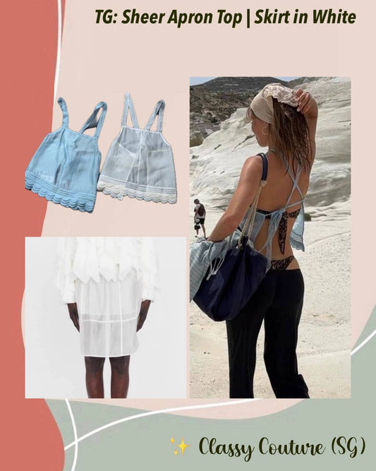 TG Sheer Apron Top | Skirt in White