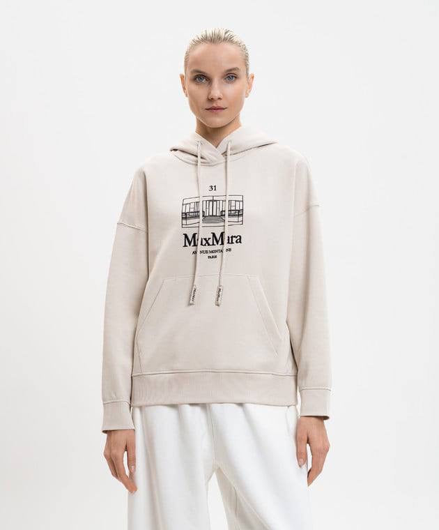 MM Smmandrea Cream Cotton Jersey Graphic Hoodie
