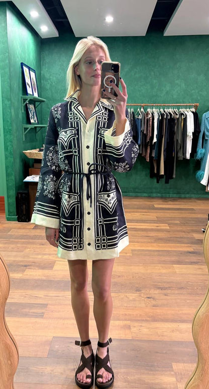 ALM Bandera Linen Mini Shirtdress
