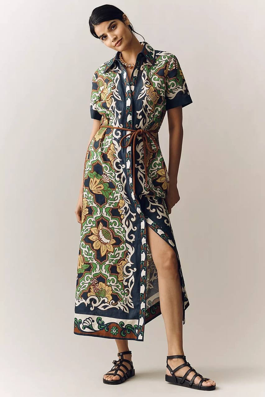 ALM Liana Linen Midi Dress Shirtdress
