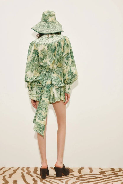 ALM Sara Cotton-Silk Blouson Sleeve Mini Dress