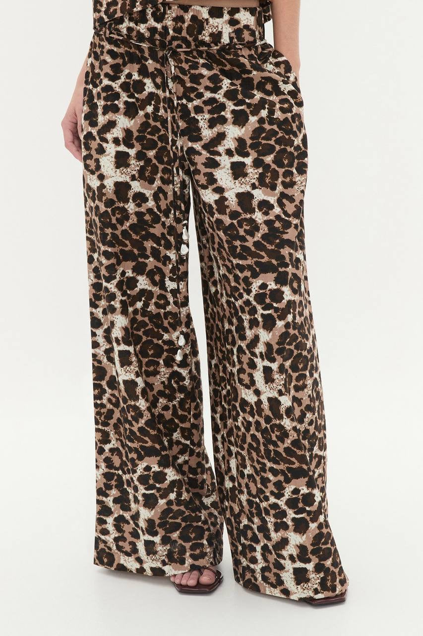 3 Colors! AJ Dessie Belted Relaxed Linen-Cotton Pants