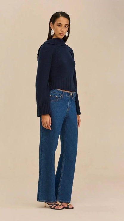 CG Milika Merino Wool-Cotton Cowl Back Sweater