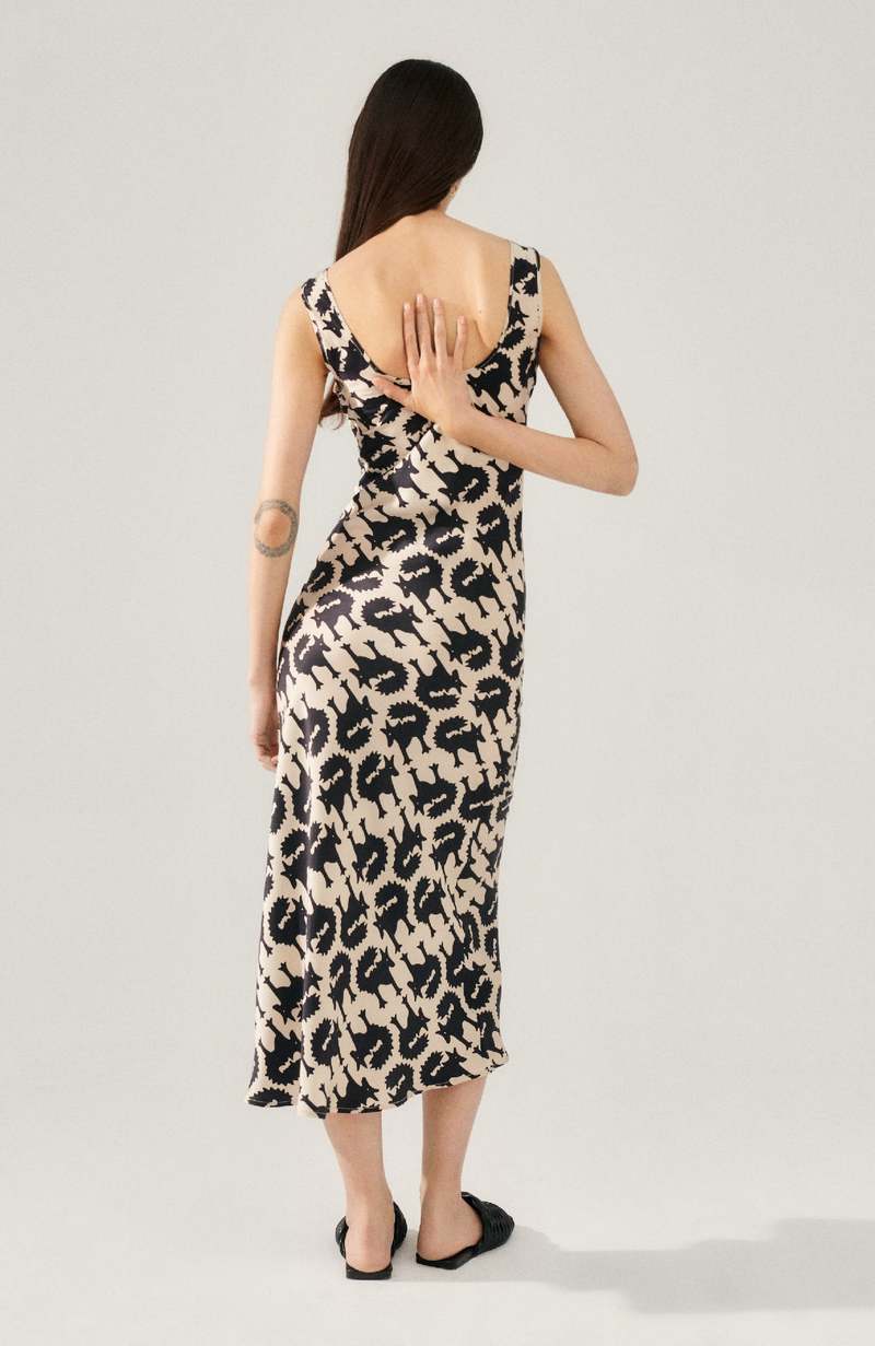 7 Prints! SL Silk Scoop Neck Midi Dress