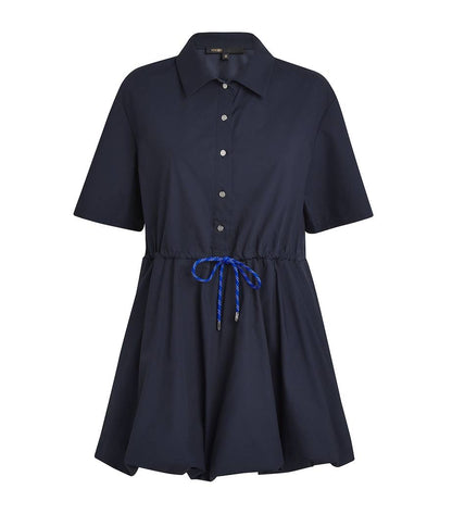 MJ Romimita Short-Sleeved Cotton Bubble Drawstring Mini Dress Shirtdress