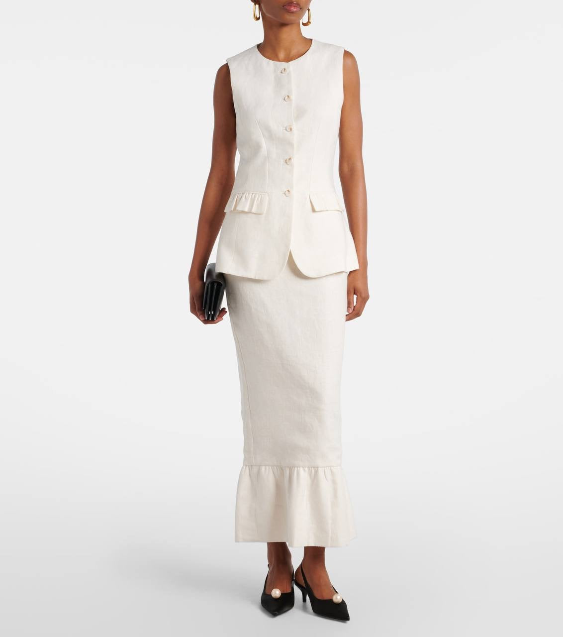 PSE Matilda Gilet Linen Vest Top | Midi Column Skirt | Set