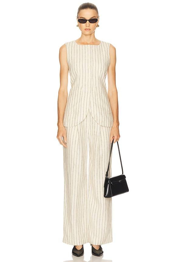 PSE Mackenzie Linen Striped Pleat Trousers Pant