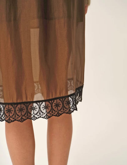 Gilian Viscose-blend Lace-trim Midi Skirt