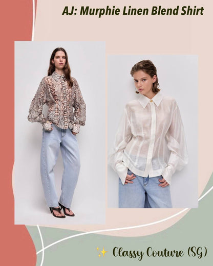 AJ Murphie Linen Blend Tailored Long Sleeve Shirt