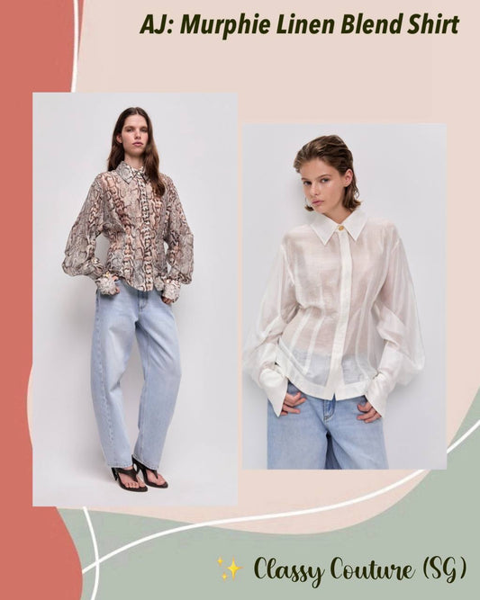 AJ Murphie Linen Blend Tailored Long Sleeve Shirt