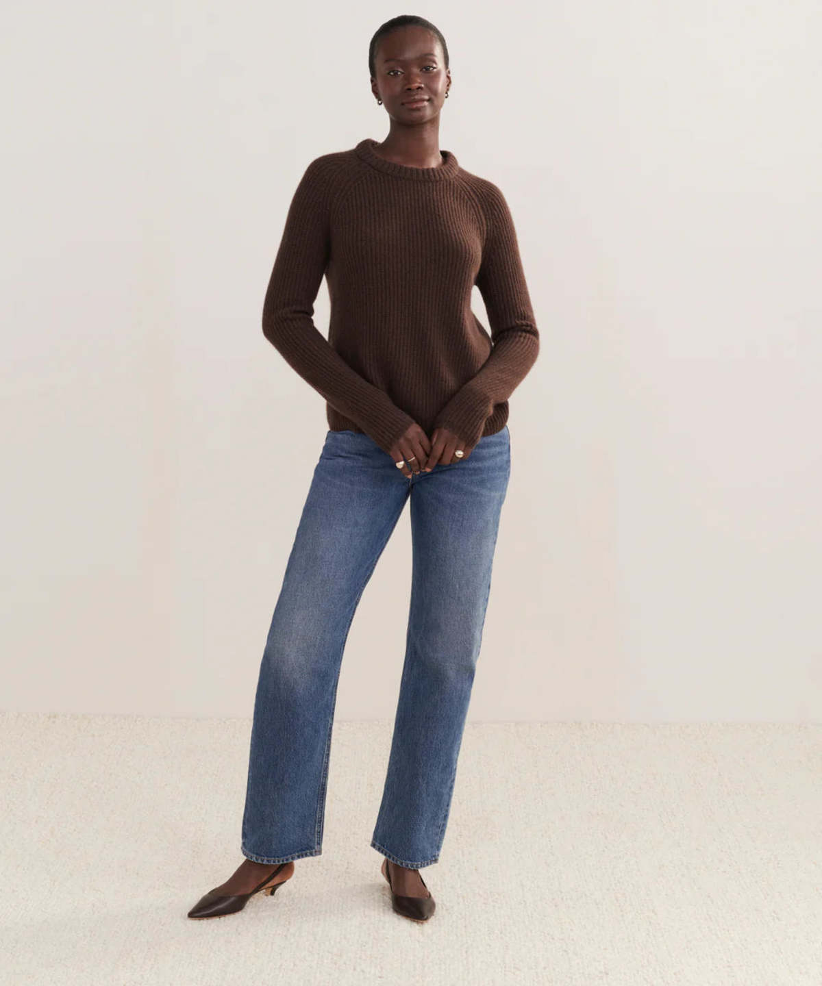 JK Cashmere Fisherman Sweater in Chocolate