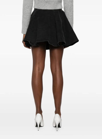 SP Flared Denim Mini Skirt in Black