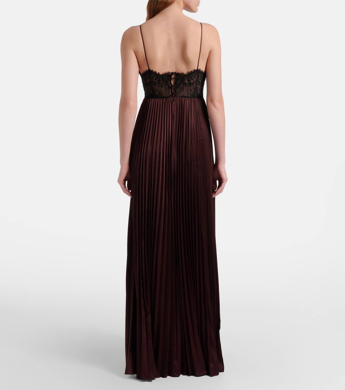 SP Brown Satin Lace Insert Maxi Dress