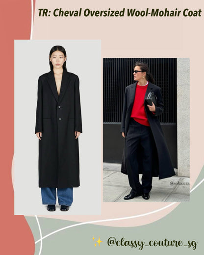 TR Cheval Oversized Wool-Mohair Coat in Black