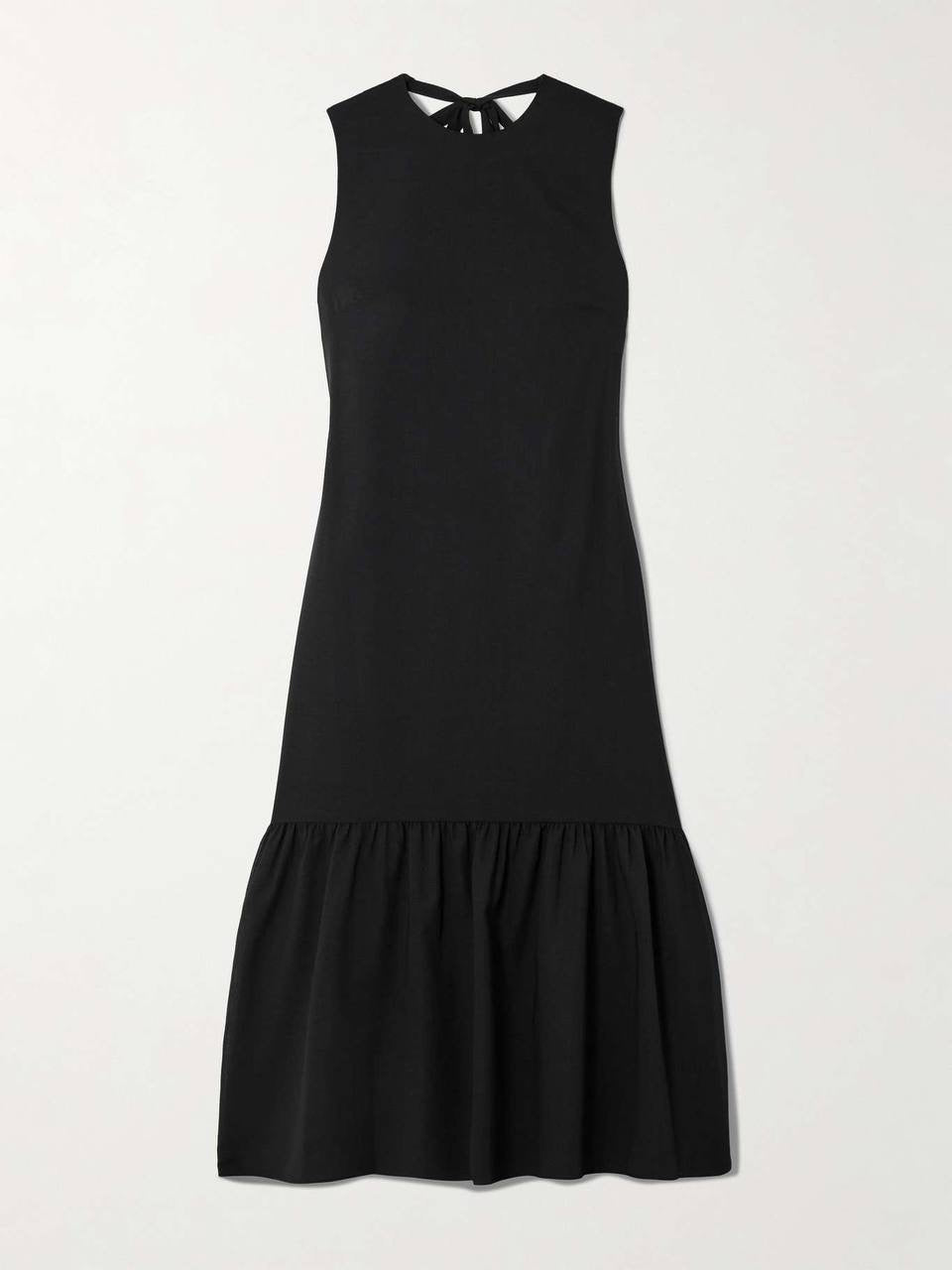 TH Tie Neck Midi Dress in Lightweight Wool