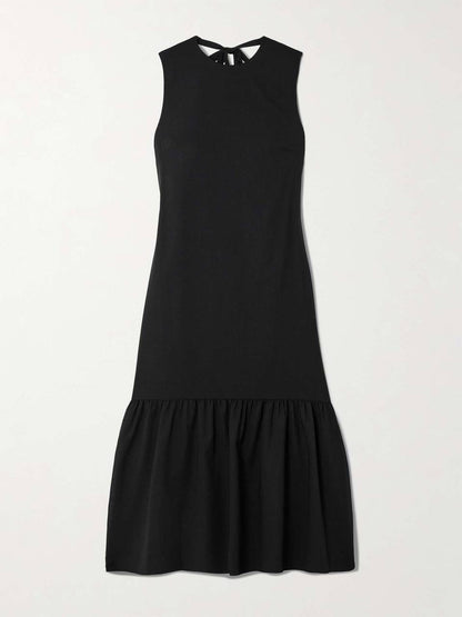 TH Tie Neck Midi Dress in Lightweight Wool