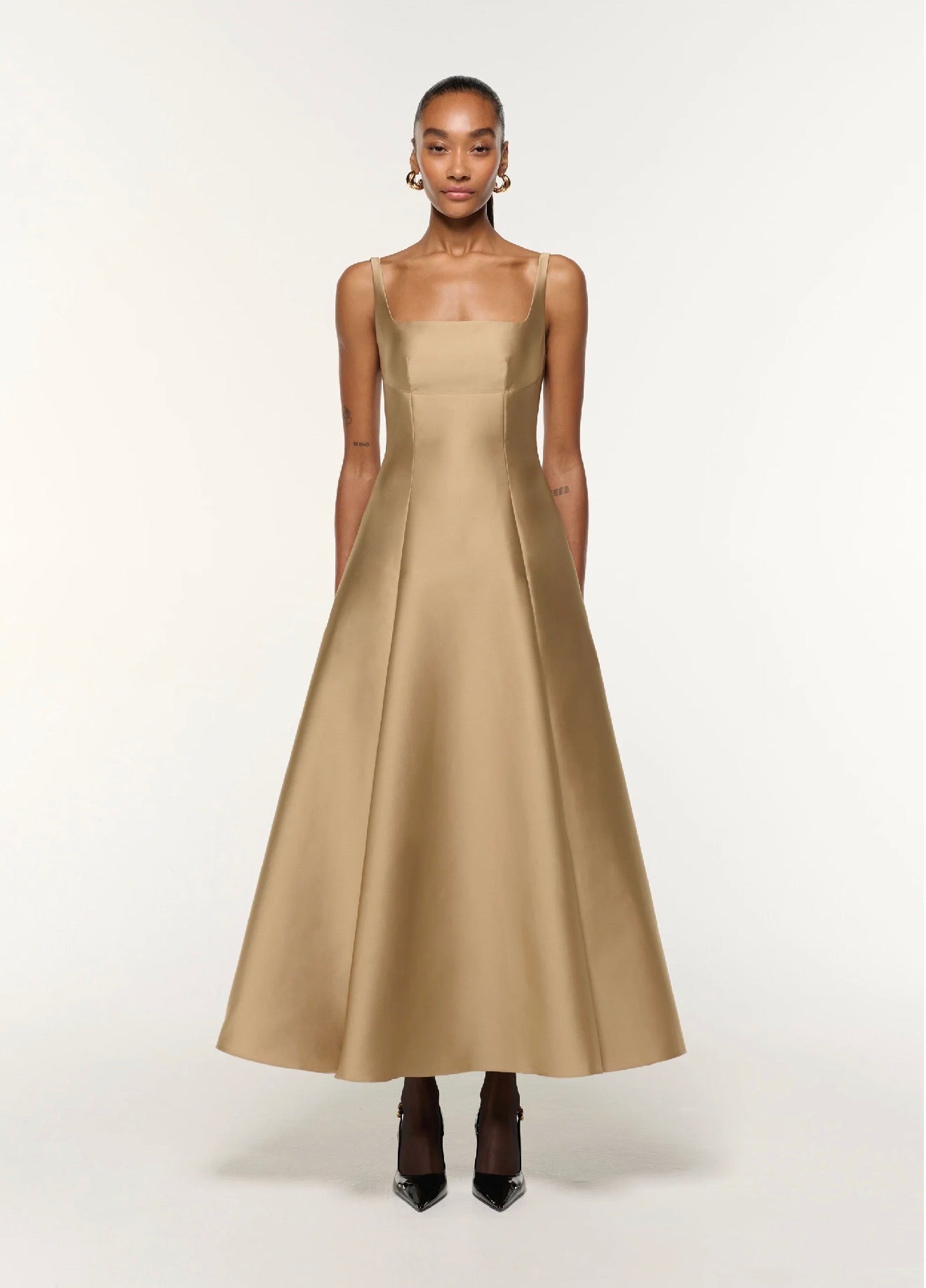 RM Square Neckline Silk-Taffeta Ceremony Midi Maxi Dress