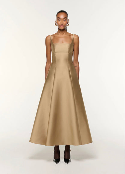 RM Square Neckline Silk-Taffeta Ceremony Midi Maxi Dress