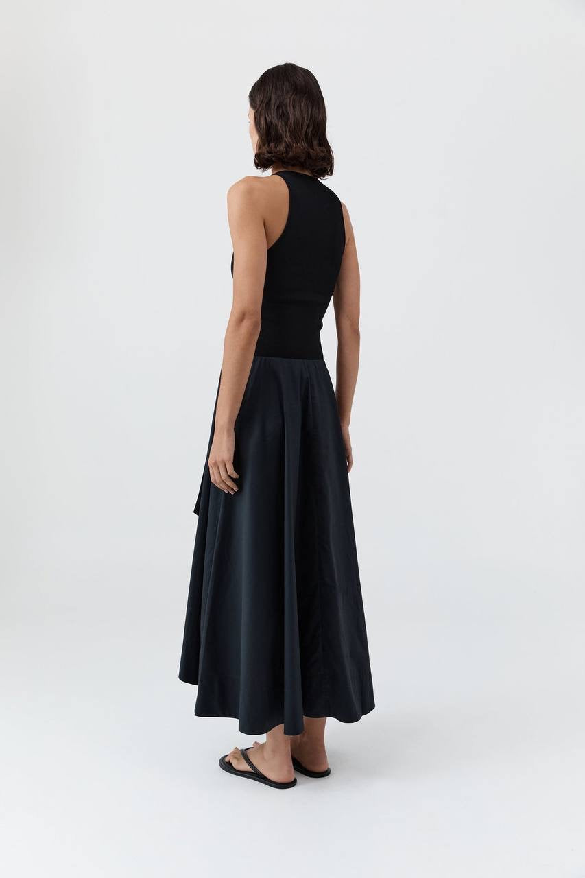 SA Knit Bodice Asymm Viscose-blend Midi Dress
