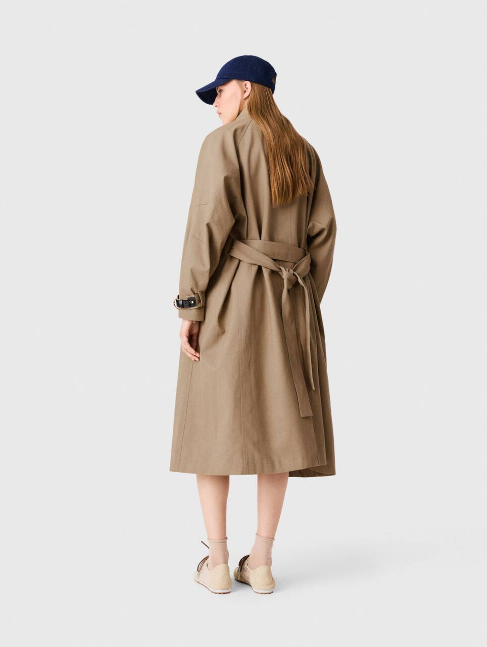 MJ Long Belted Trench-coat With Gold Buttons