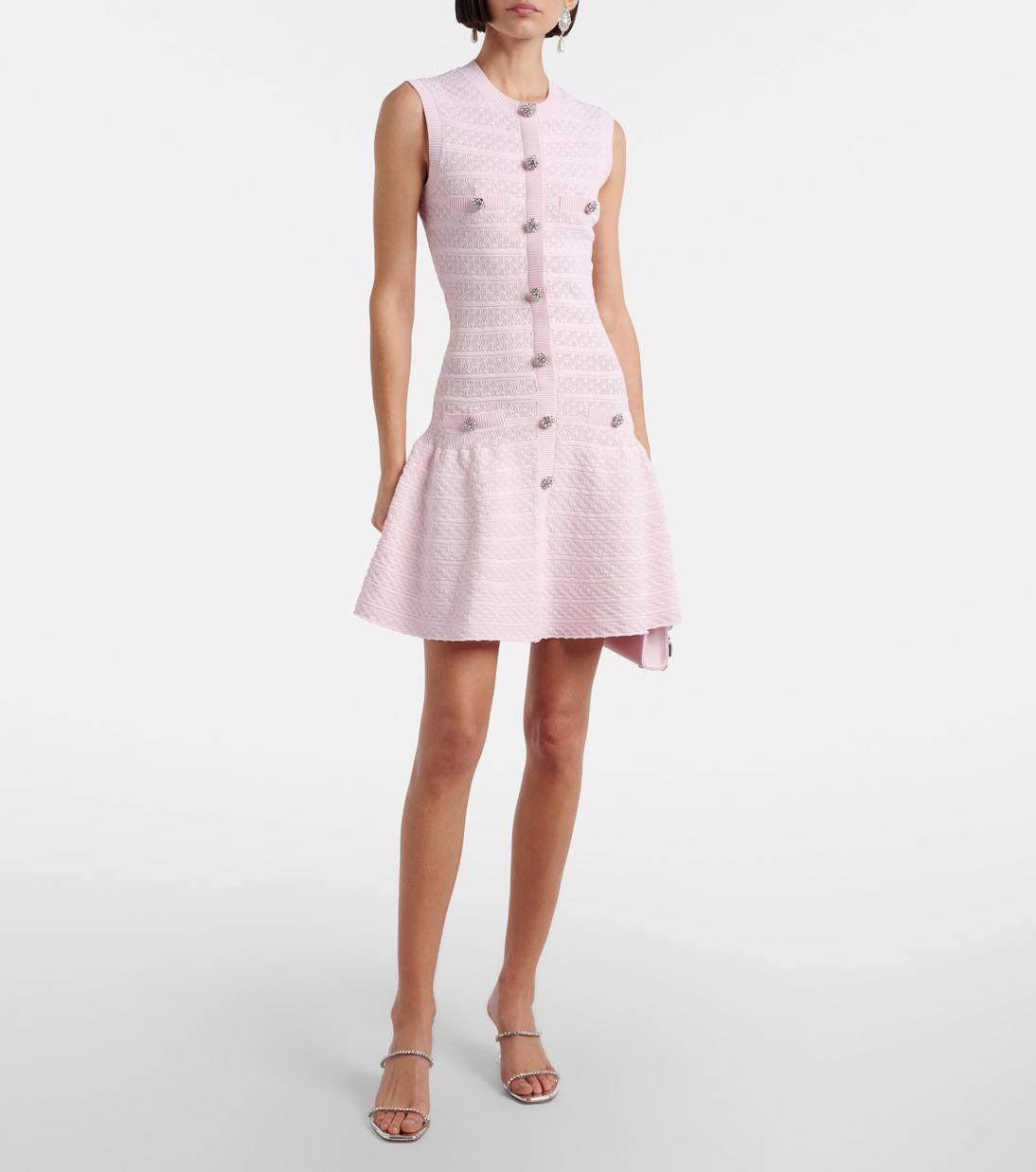 SP Pink Pointelle Diamanté Knit Mini Dress