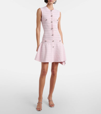 SP Pink Pointelle Diamanté Knit Mini Dress