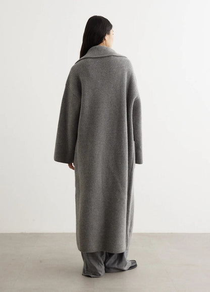 Tot Ribbed Knit Wool Blend Long Cardigan Coat