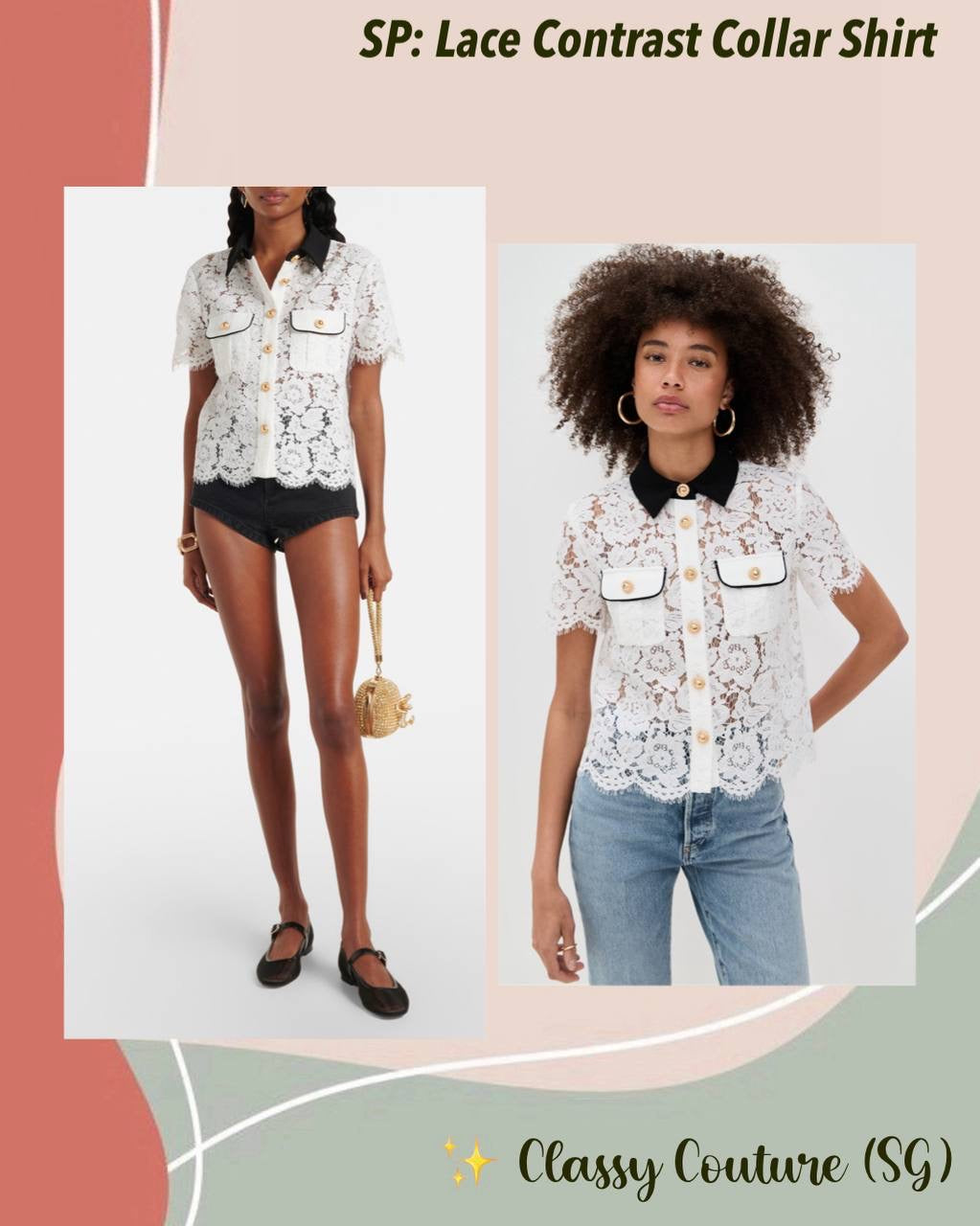 SP Lace Contrast Collar Shirt