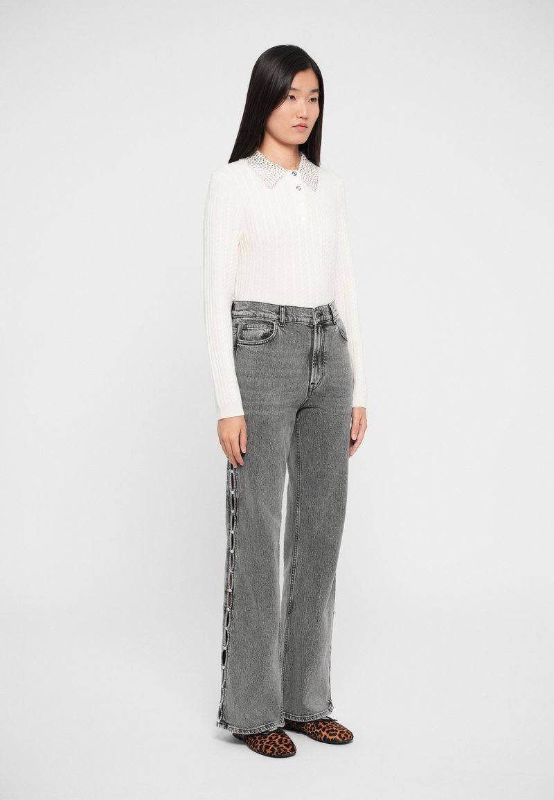 MJ Rhinestone Embellished Collar Cardigan