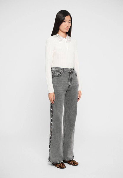 MJ Rhinestone Embellished Collar Cardigan