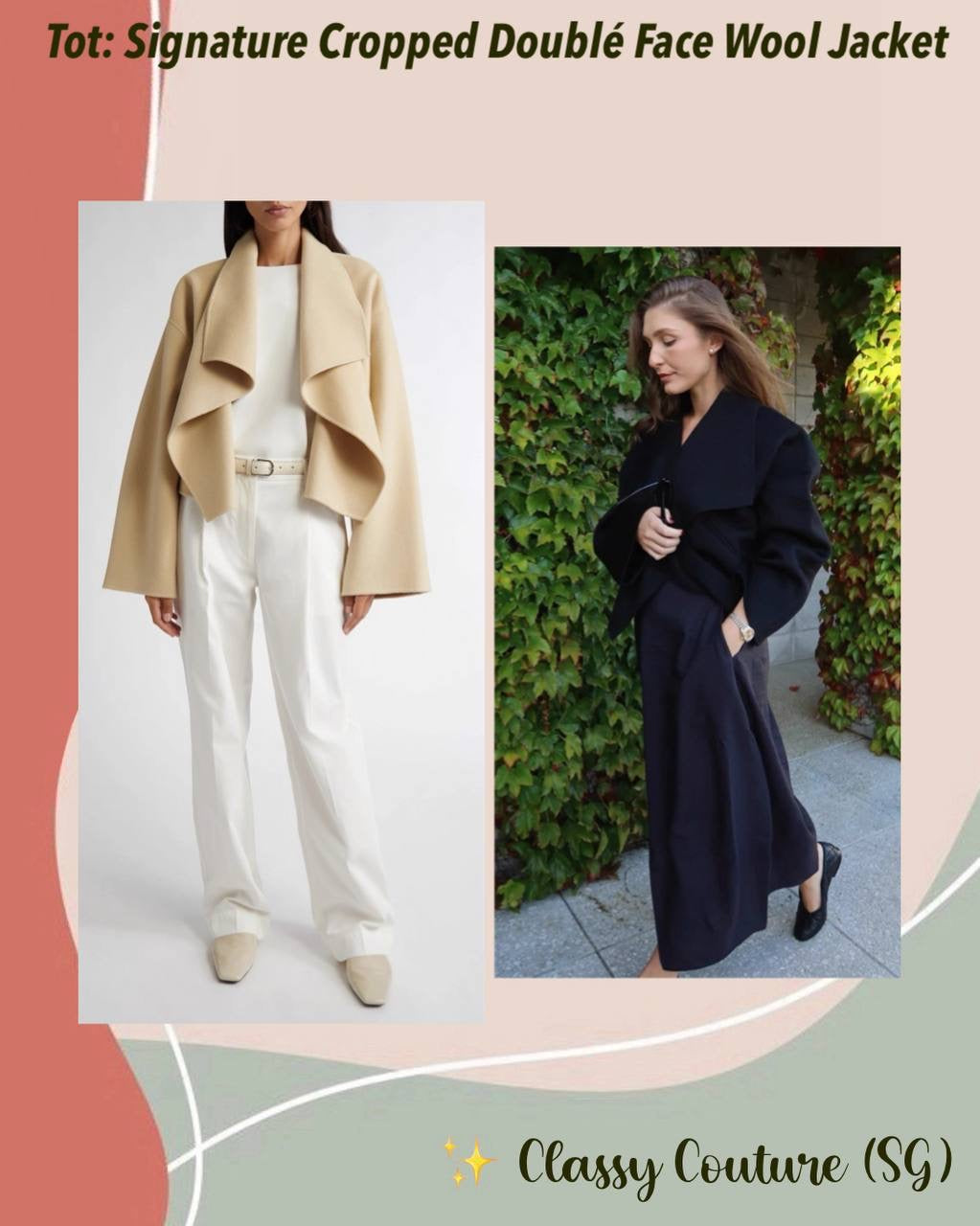 Tot Signature Cropped Double Face Wool Jacket