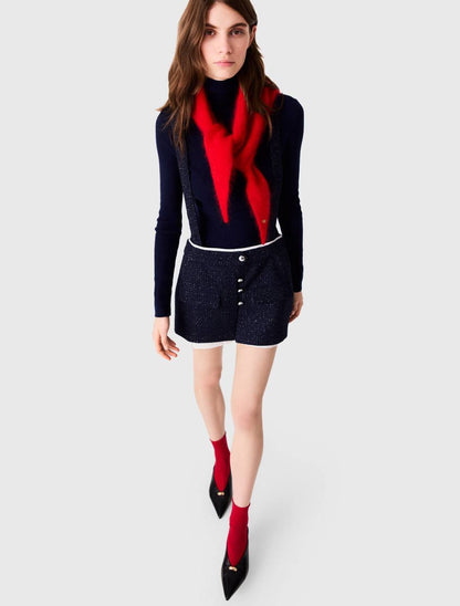 MJ Contrast Tweed Shorts with Suspenders