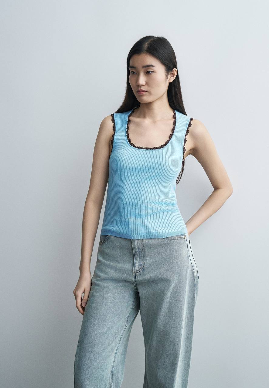 SD Crochet Detail Viscose-blend Knit Tank Top