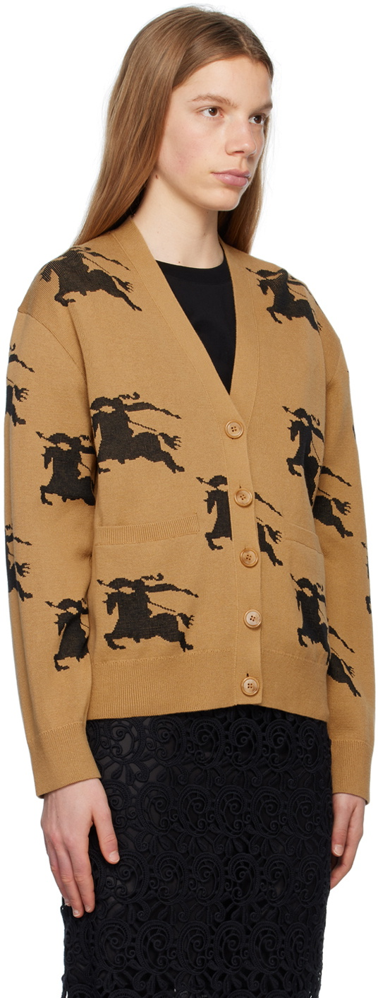 BBR Brittany Cotton Silk All-over Logo Cardigan in Tan EKD