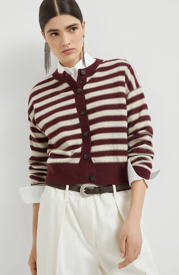 BC Red Cashmere Knitted Sleeveless Vest Top | Cardigan with Sparkling Stripes | Set