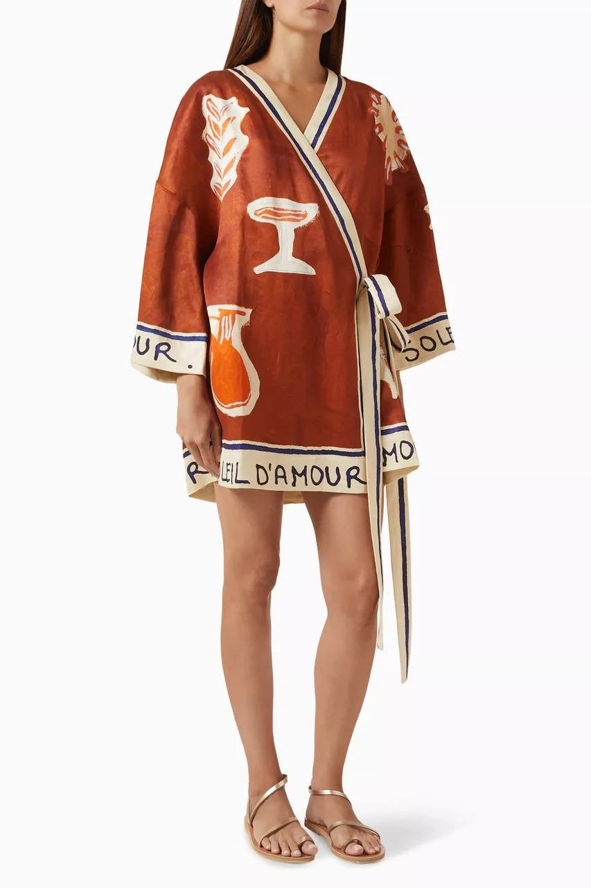 ALM Soleil D'Amour Hemp-silk Wrap Mini Dress / Long Top