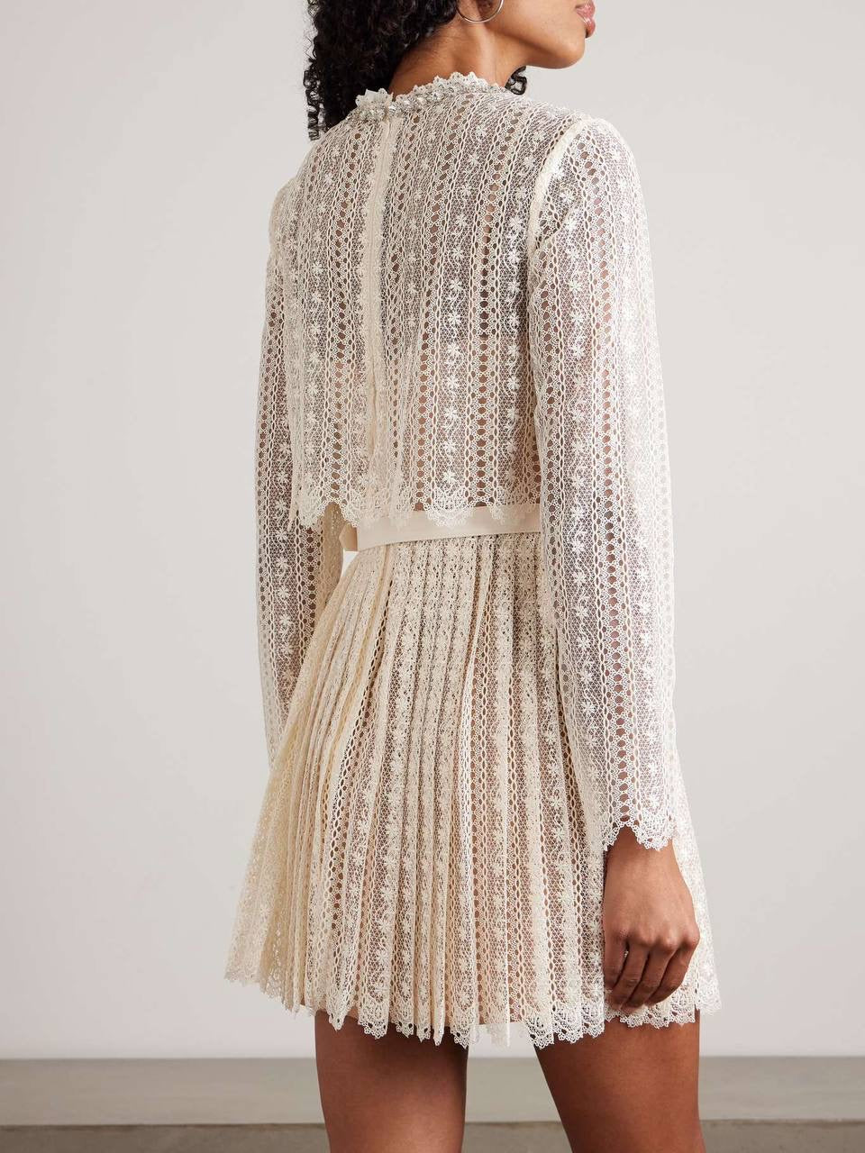 SP Cream Organza Lace Mini Dress